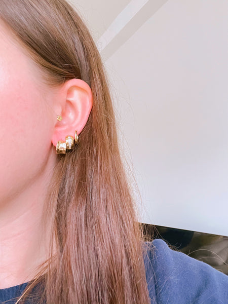 Gold Hammered Huggies