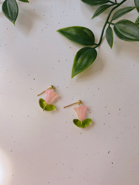 Pink Lily Bead Earrings