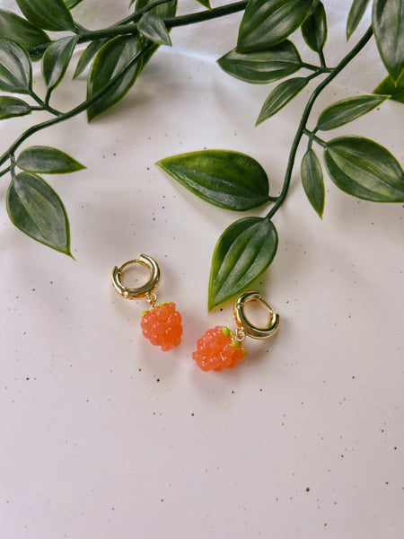 Raspberry Glass Bead Huggies