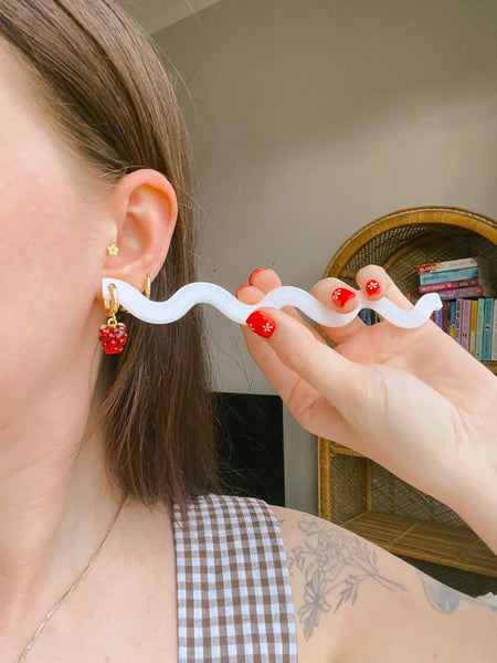 Raspberry Glass Bead Huggies