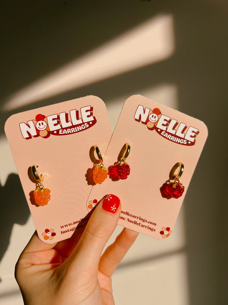 Raspberry Glass Bead Huggies