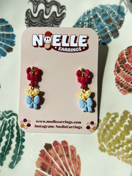 Lobster Lemon Bow Earrings