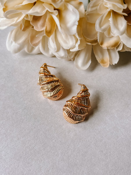 Gold Funky Shell Earrings