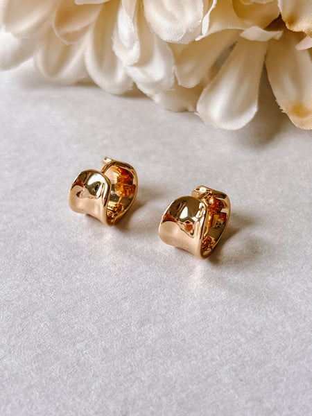 Gold Hammered Huggies