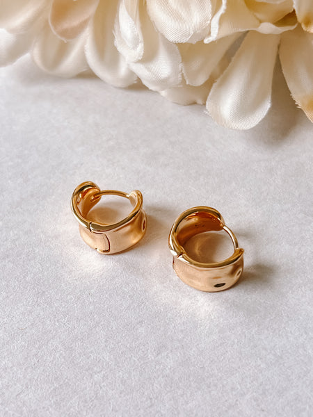 Gold Hammered Huggies