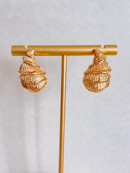 Gold Funky Shell Earrings