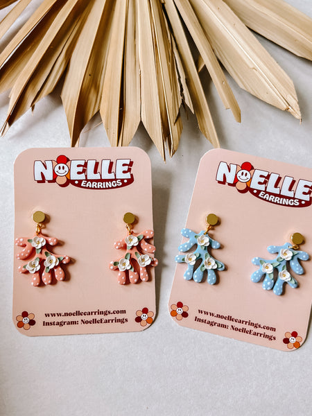 Floral Coral Earrings