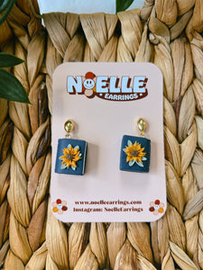 Floral Sunflower Book Earrings