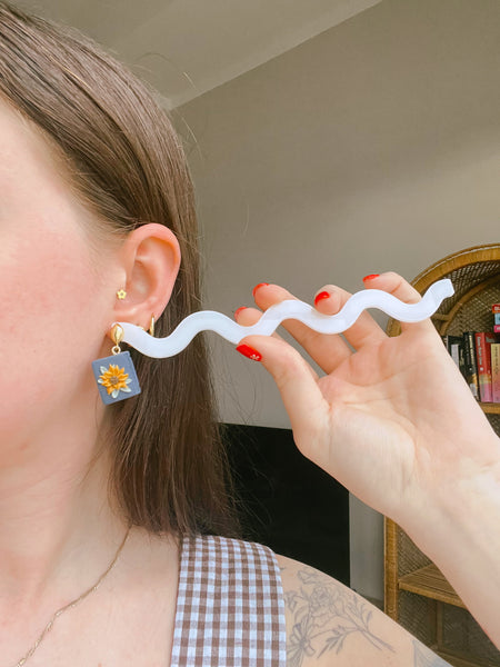Floral Sunflower Book Earrings