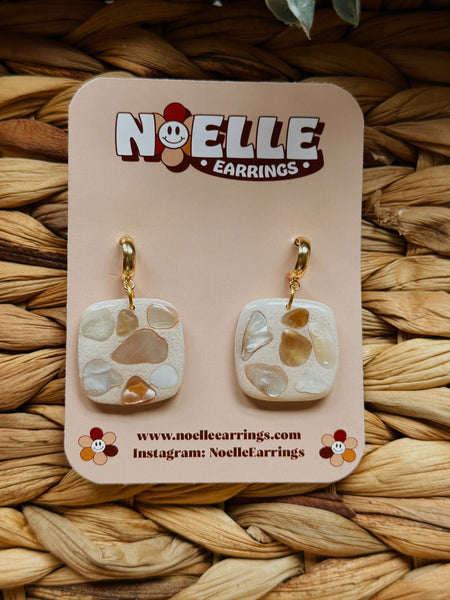 Embedded Seashell Square Earrings
