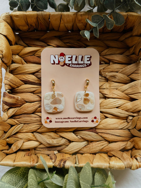 Embedded Seashell Square Earrings