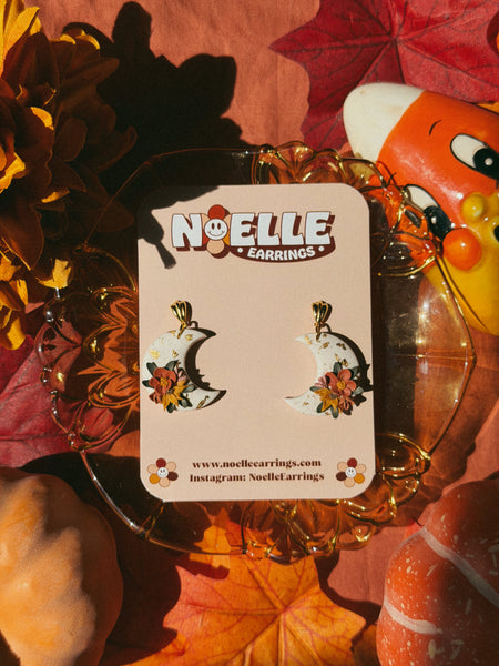 Floral Autumn Moon Earrings