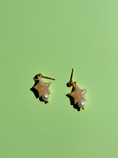 Opal Pearl Star Earrings