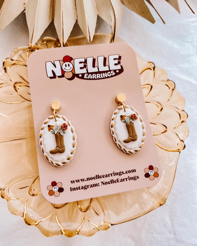 Floral Cowboy Boot Frame Earrings