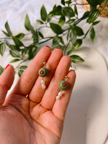 Olive Pearl Earrings