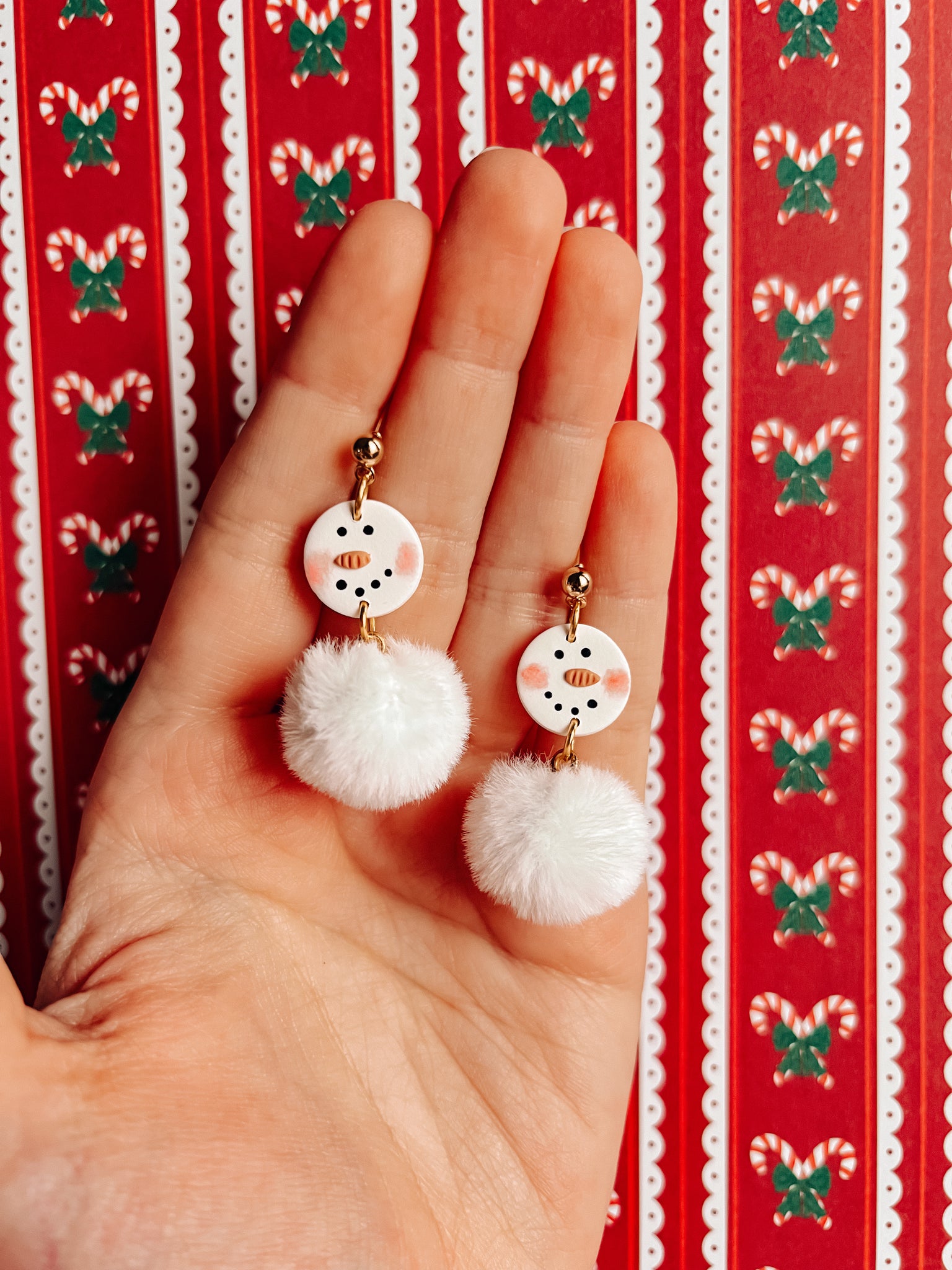 Pom Pom Snowman Earrings