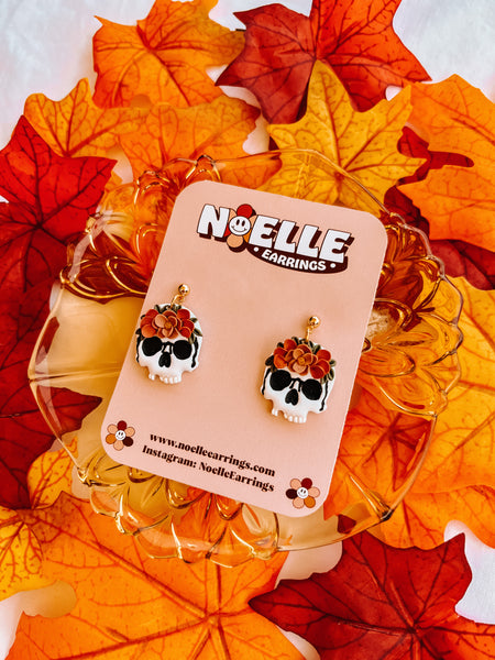 Floral Skull Earrings