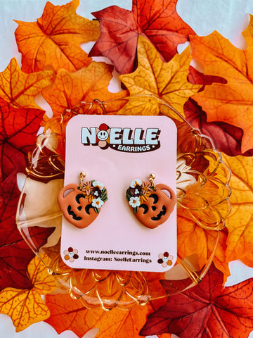 Floral Pumpkin Mug Earrings