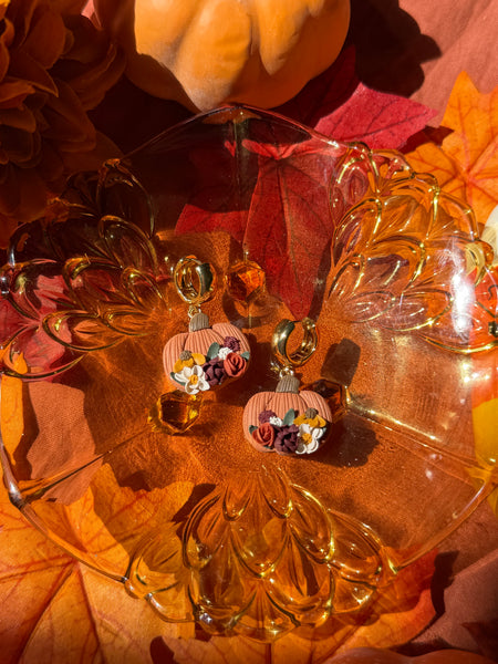 Floral Pumpkin Bead Earrings