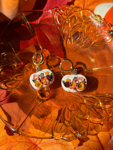 Floral Pumpkin Bead Earrings