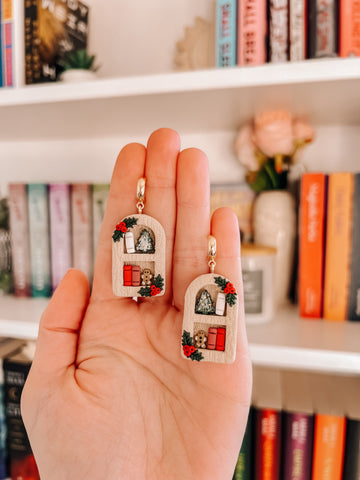 Christmas Bookshelf Earrings