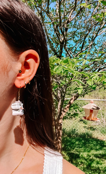 Lavender Floral Book Stack Earrings