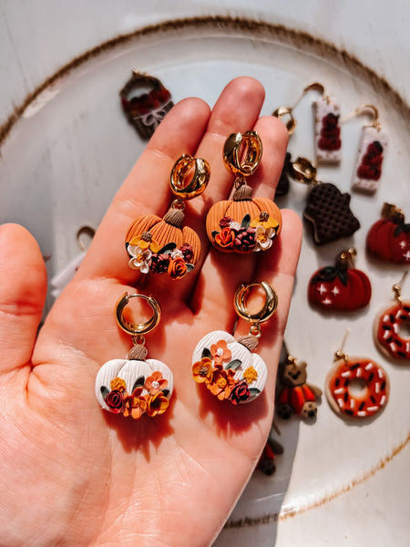 Floral Pumpkin Bead Earrings