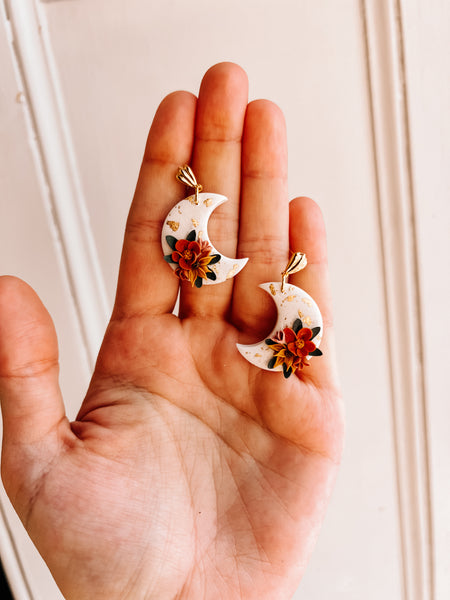 Floral Autumn Moon Earrings