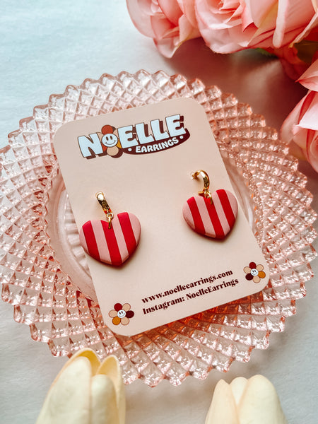 Striped Heart Earrings