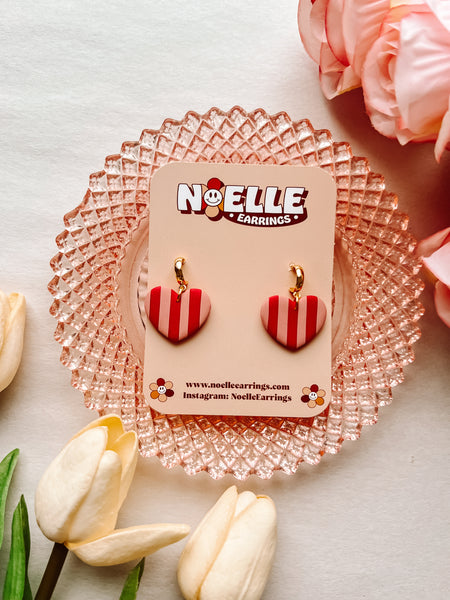 Striped Heart Earrings