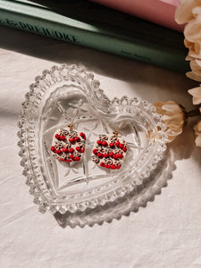 Coquette Cherry Patterned Earrings (ONE OF A KIND)