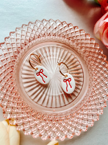 Ribbon Charm Hoop Earrings