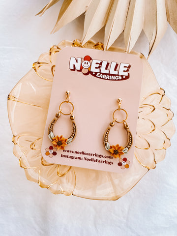 Sunflower Horseshoe Earrings