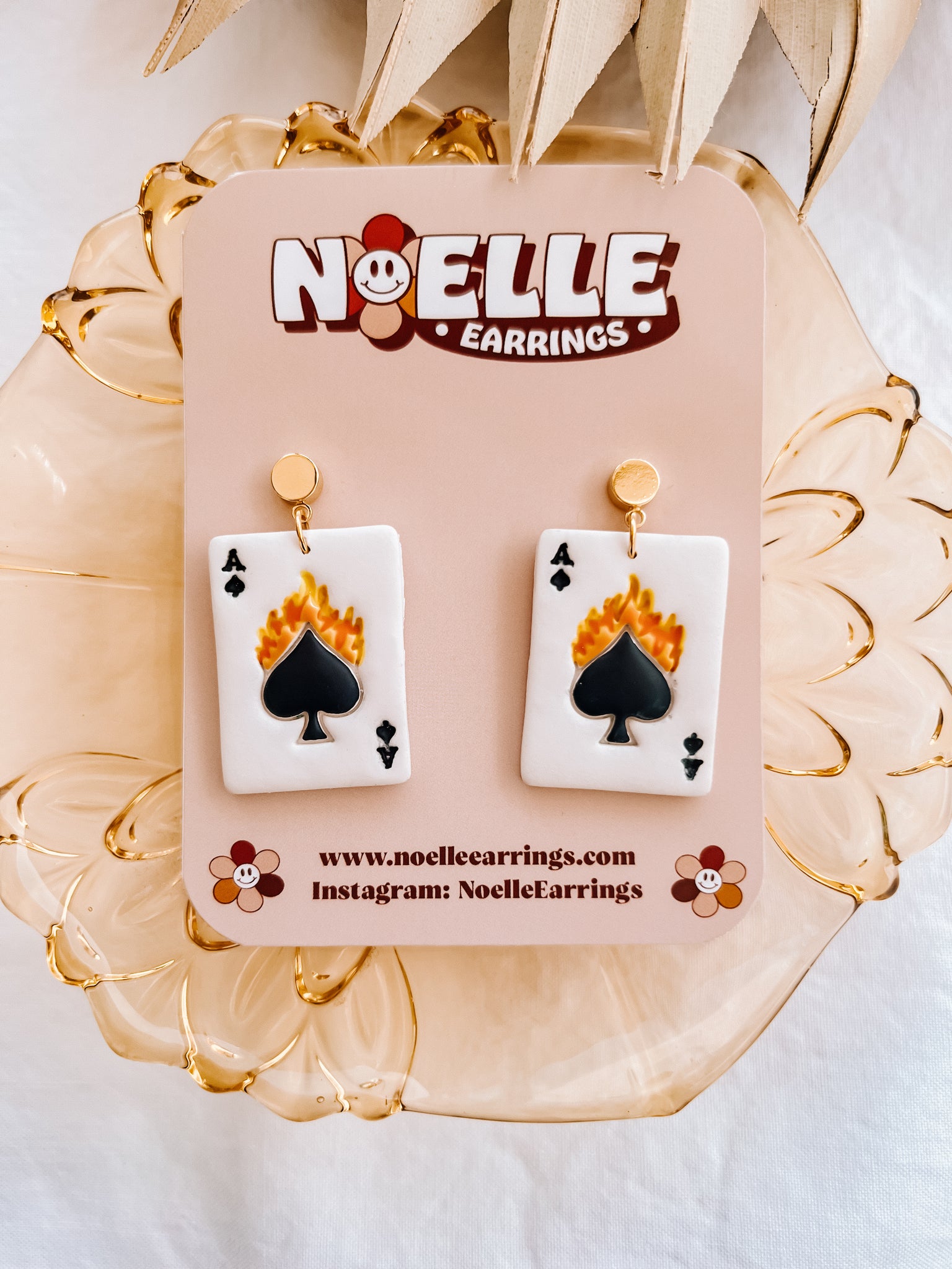 Flaming Ace of Spade Earrings