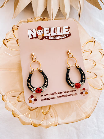 Rose Horseshoe Earrings