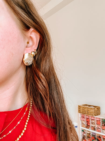 Oversized Gold Shell Studs