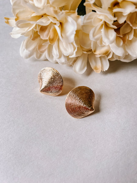 Oversized Gold Shell Studs