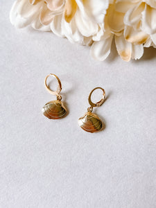 Gold Shell Locket Huggies