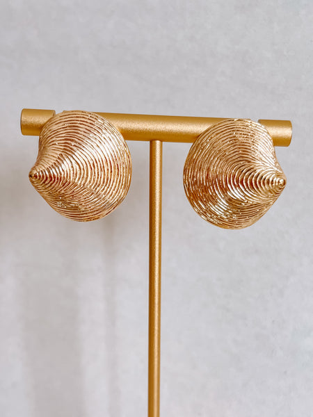 Oversized Gold Shell Studs