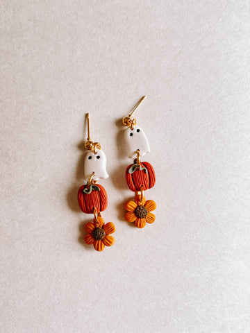 Ghost Pumpkin Sunflower Dangles