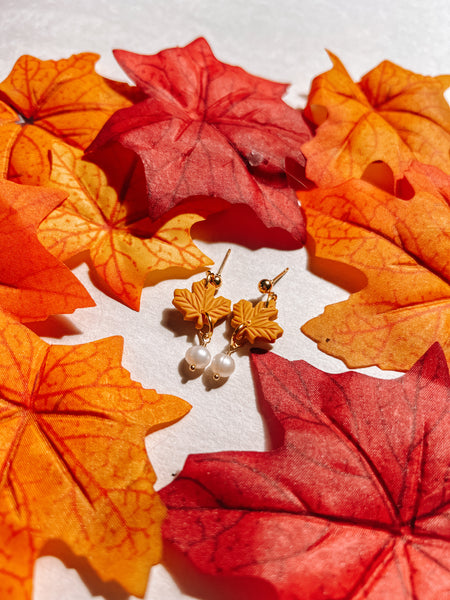 Pearl Leaf Earrings