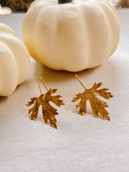 Hammered Gold Maple Leaf Drops