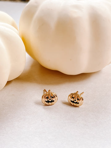 Gold Jack O' Lantern Studs