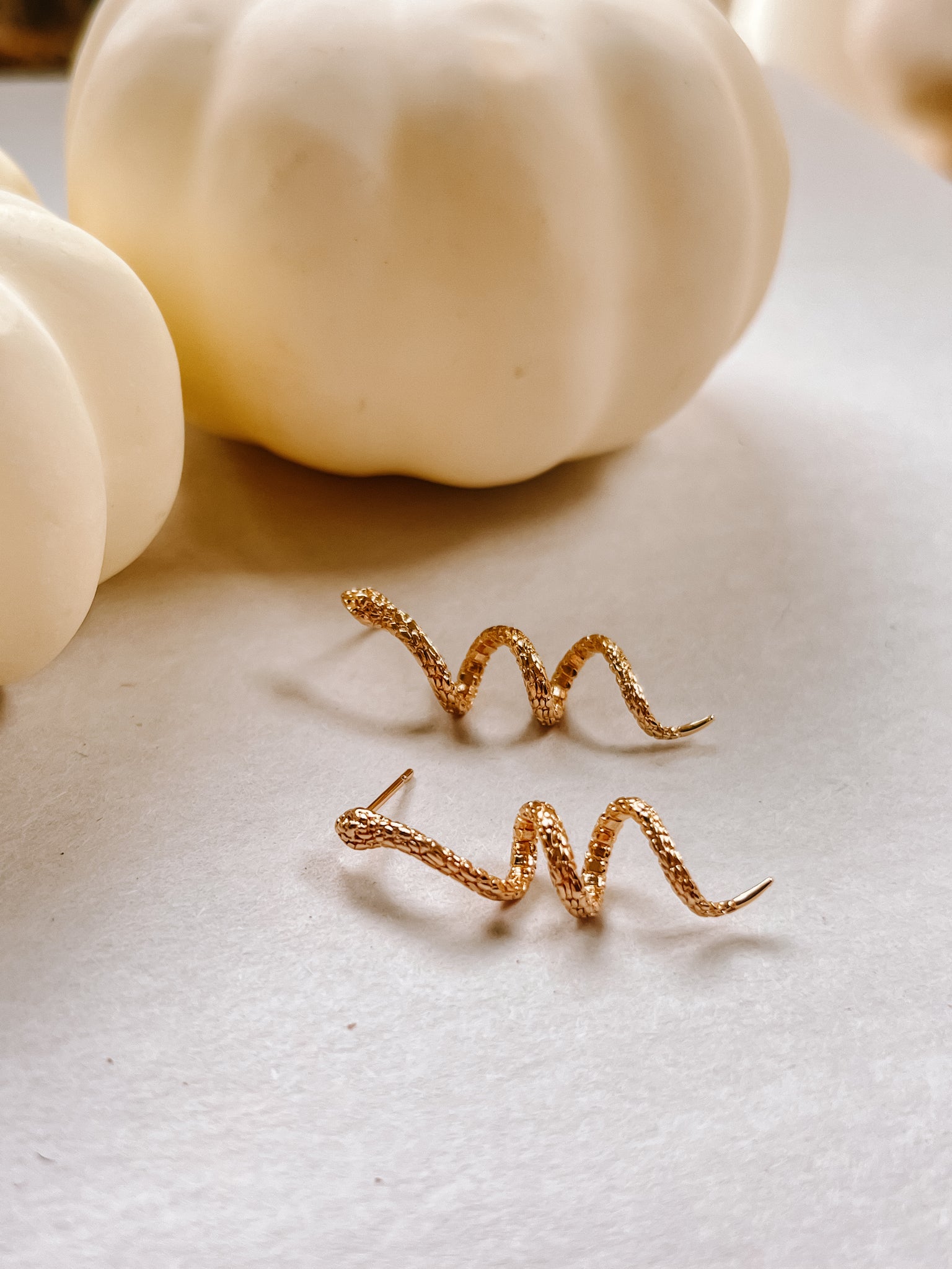 Gold Spiral Snake Earrings