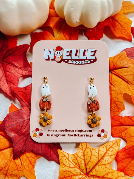 Ghost Pumpkin Sunflower Dangles