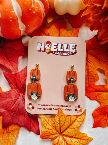 Floral Stacked Pumpkin Earrings