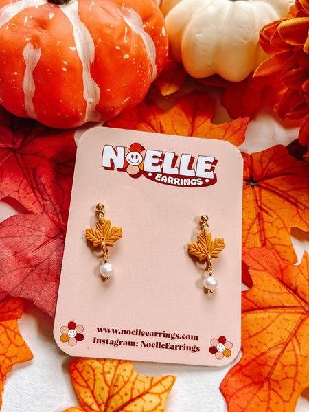 Pearl Leaf Earrings