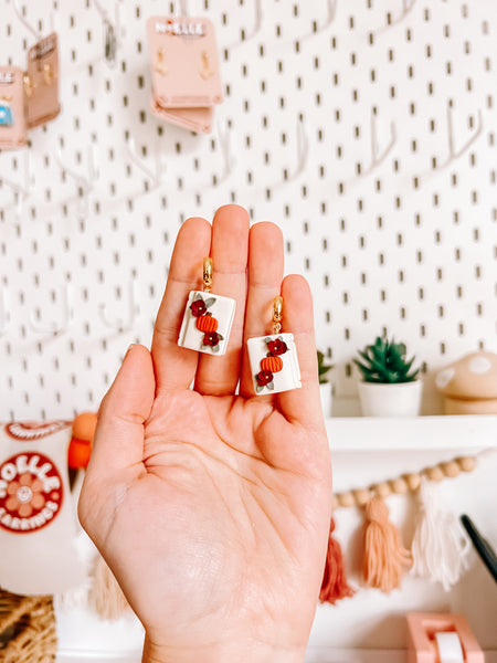 Floral Pumpkin Book Earrings