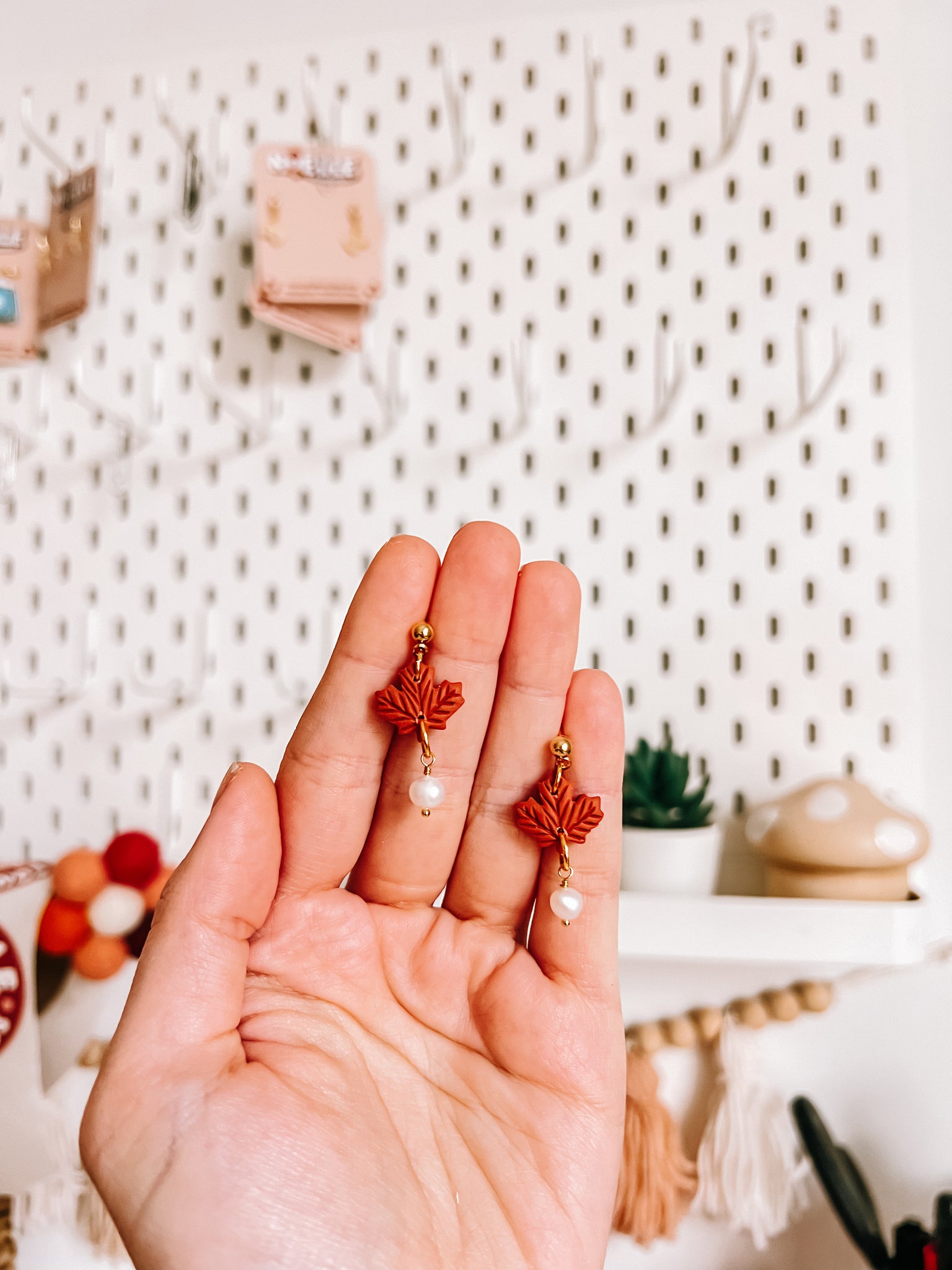 Pearl Leaf Earrings