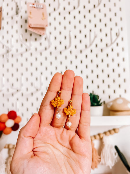 Pearl Leaf Earrings